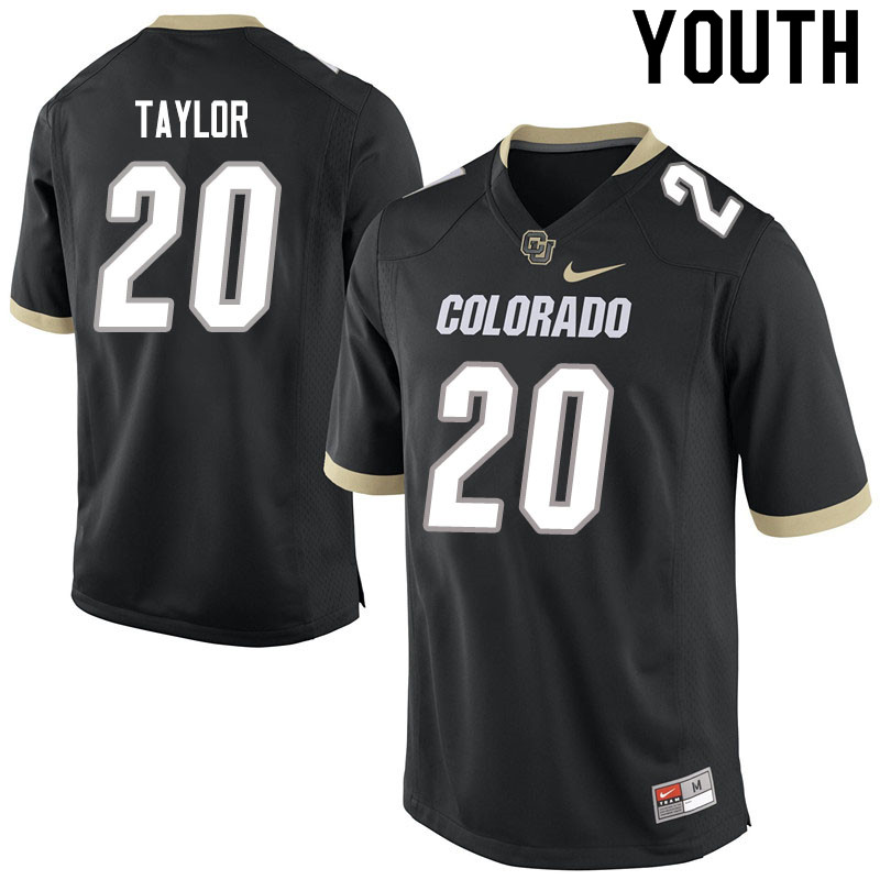 Youth #20 Davion Taylor Colorado Buffaloes College Football Jerseys Sale-Black - Click Image to Close